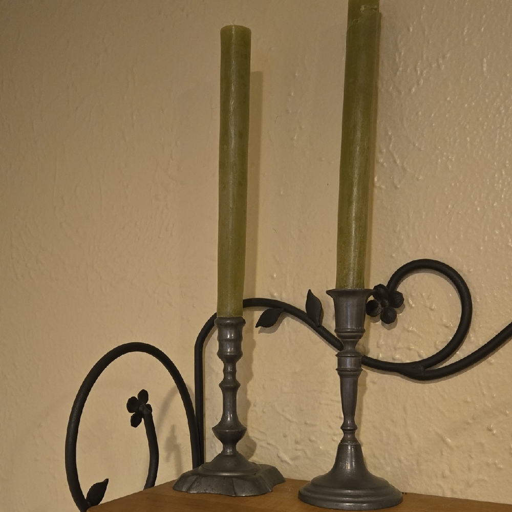 Elegant Pewter Metal Candle Holders